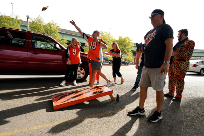 Orange and black gear, cornhole and now “Jackpot Joey” chants are all standard at Bengals tailgates.